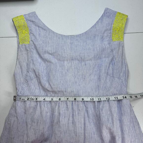J. Crew Siesta Linen Striped Sheath Dress Women's 4 Embroidered Preppy Old Money - Picture 10 of 11